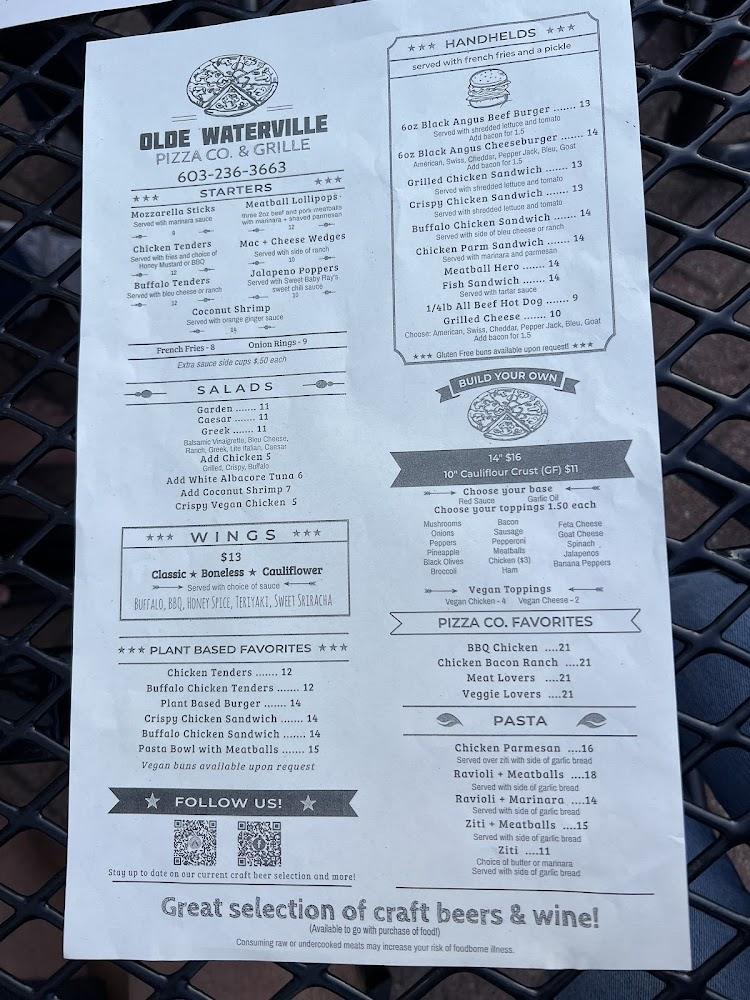 Olde Waterville Pizza Menu image 4